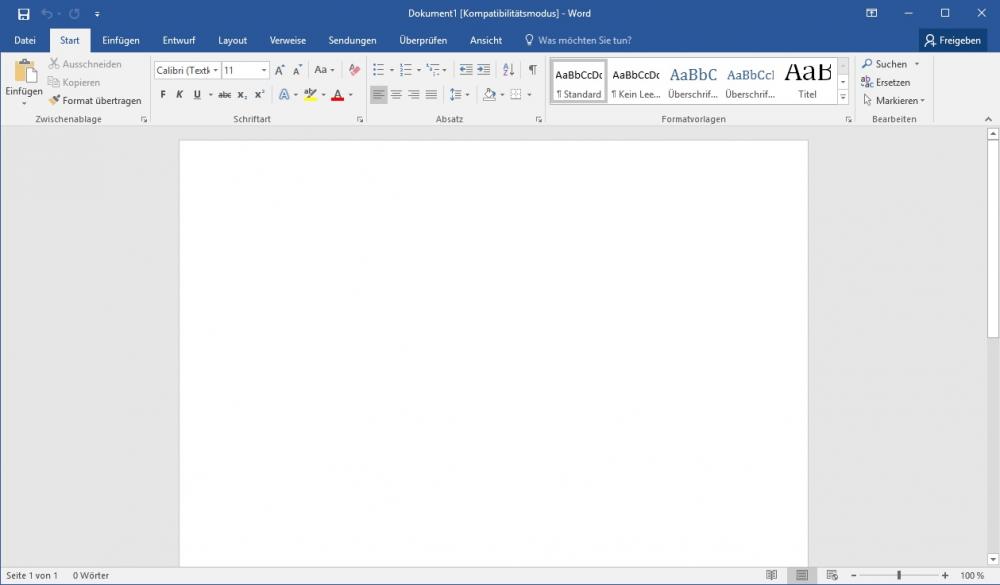 Leeres Dokument in Word