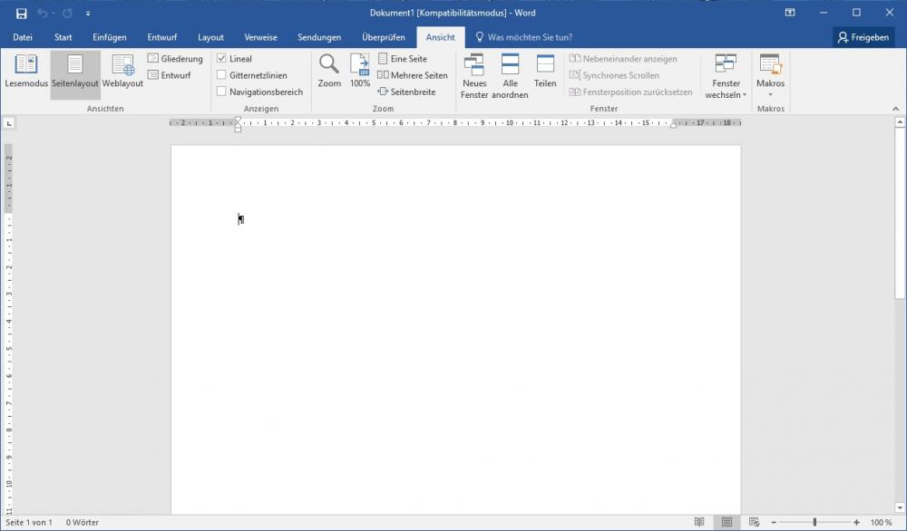 Lineal in Word 2016 anzeigen