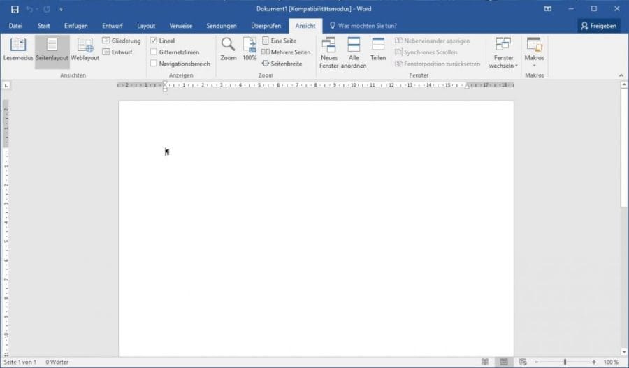 Lineal in Word 2016 anzeigen