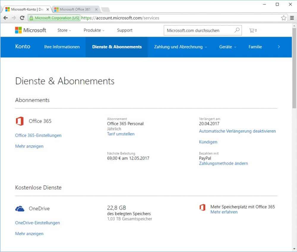 Office 365 Abo kündigen