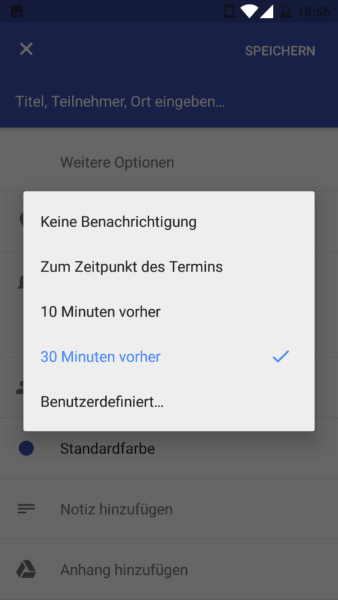 Terminbenachrichtigung im Kalender von Android 6