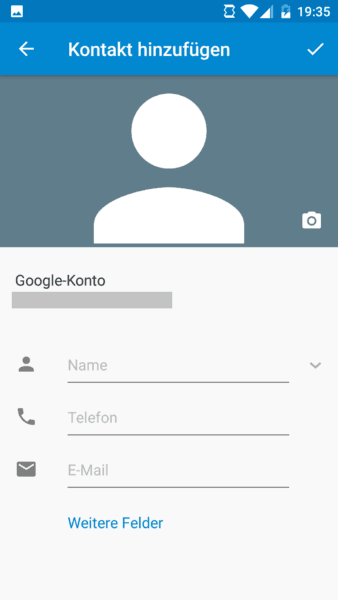 Neuen Kontakt erstellen in Android 6