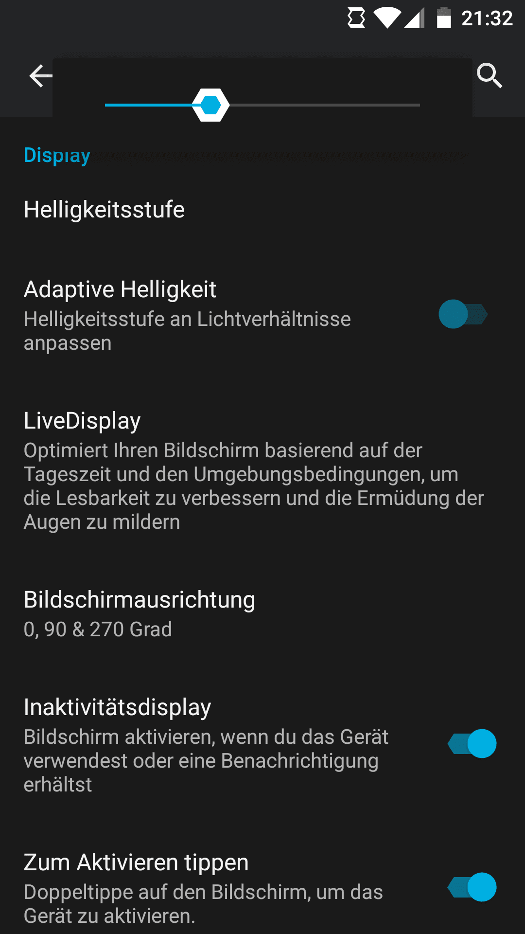 Display-Einstellungen in Android 6
