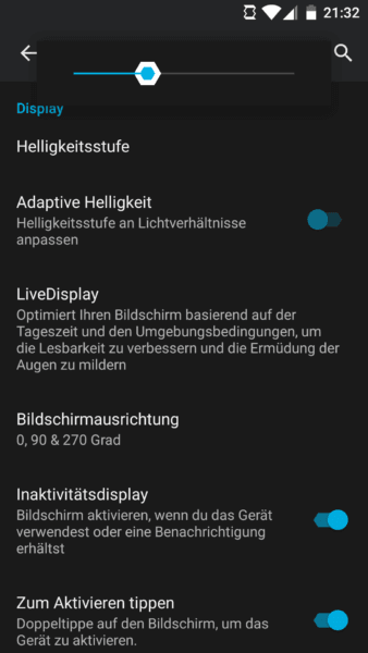 Display-Einstellungen in Android 6