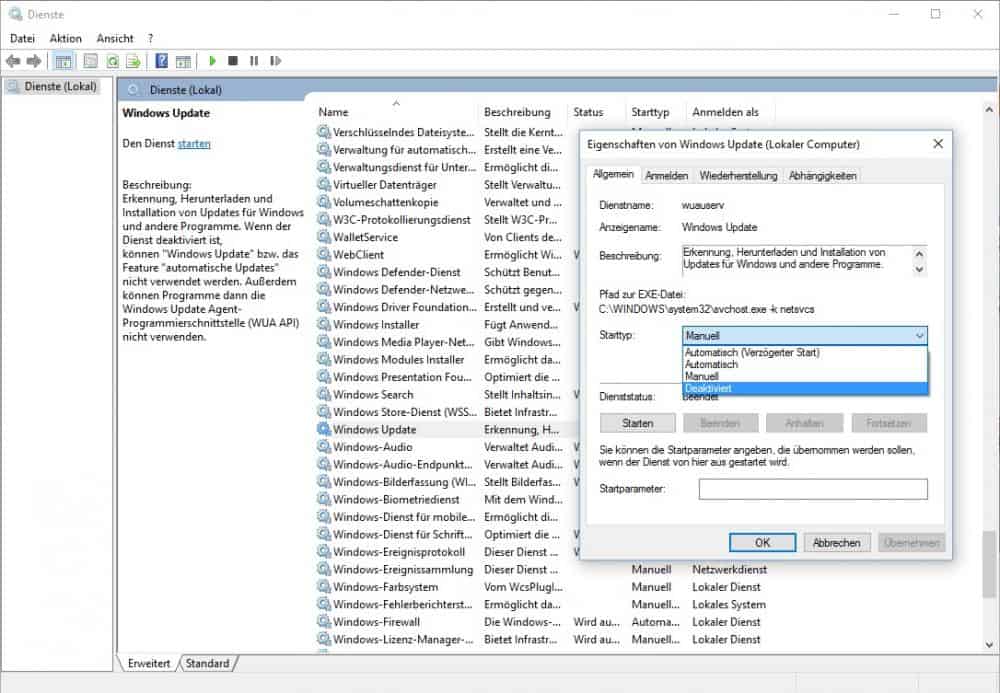 Windows 10 automatische Updates deaktivieren