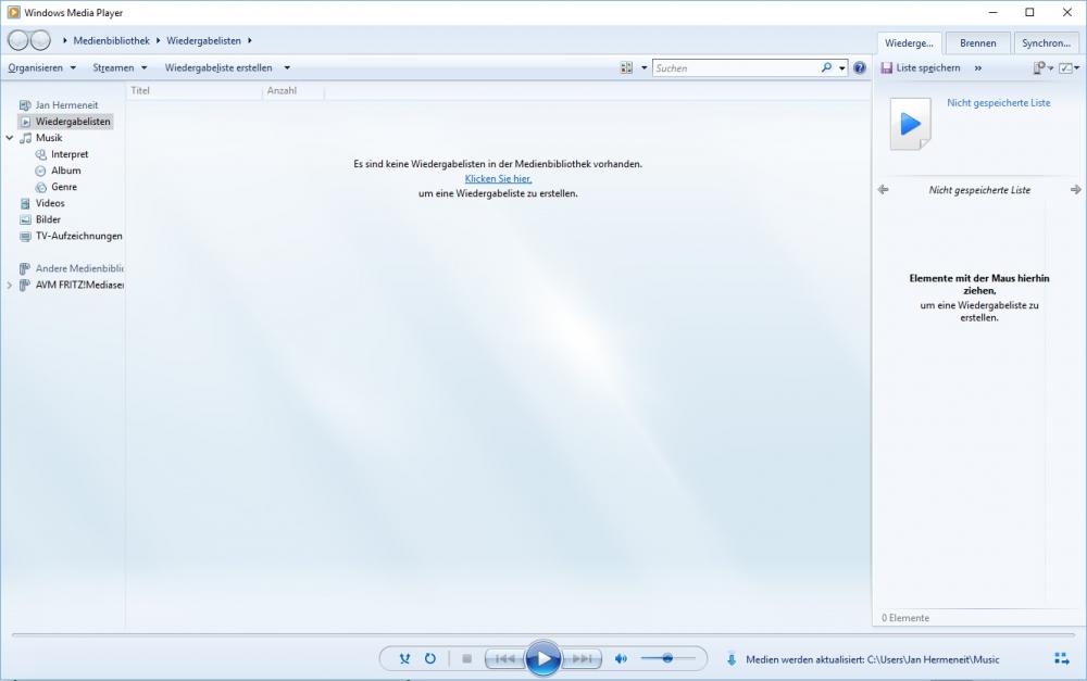 Musik abspielen mit Windows Media Player