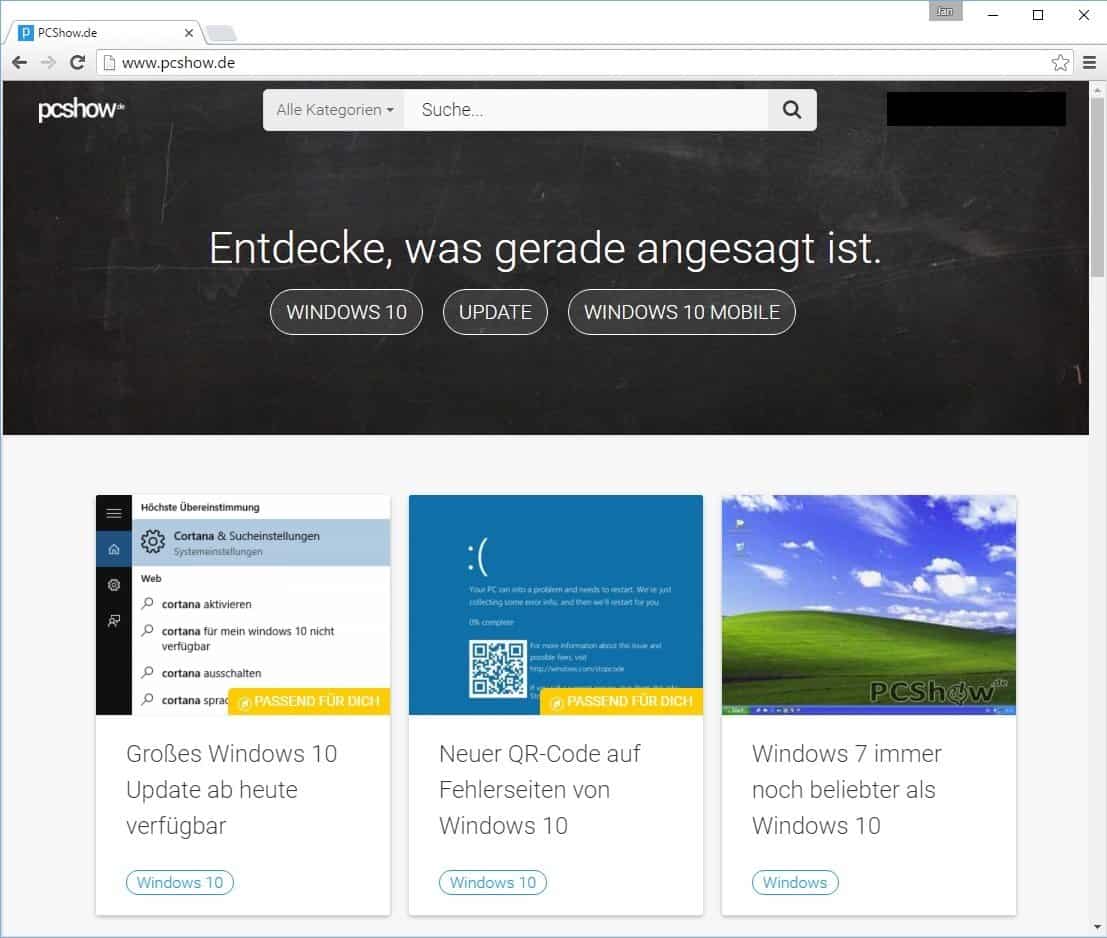 Google Chrome in Windows 10
