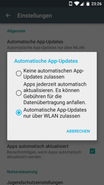 Automatische App-Updates einstellen im Android Google Play Store