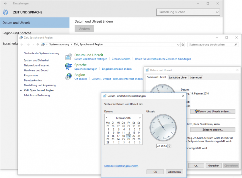 Datum und Uhrzeit in Windows 10 ändern