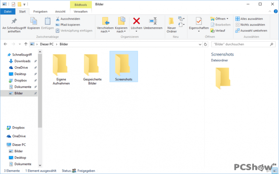 Screenshot-Ordner in Windows 10