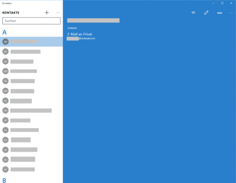 Windows 10 Kontakt anzeigen