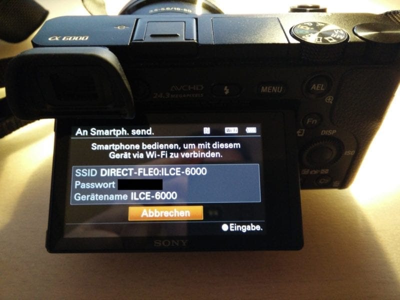 WLAN-Verbindung im Menü der Sony Alpha 6000