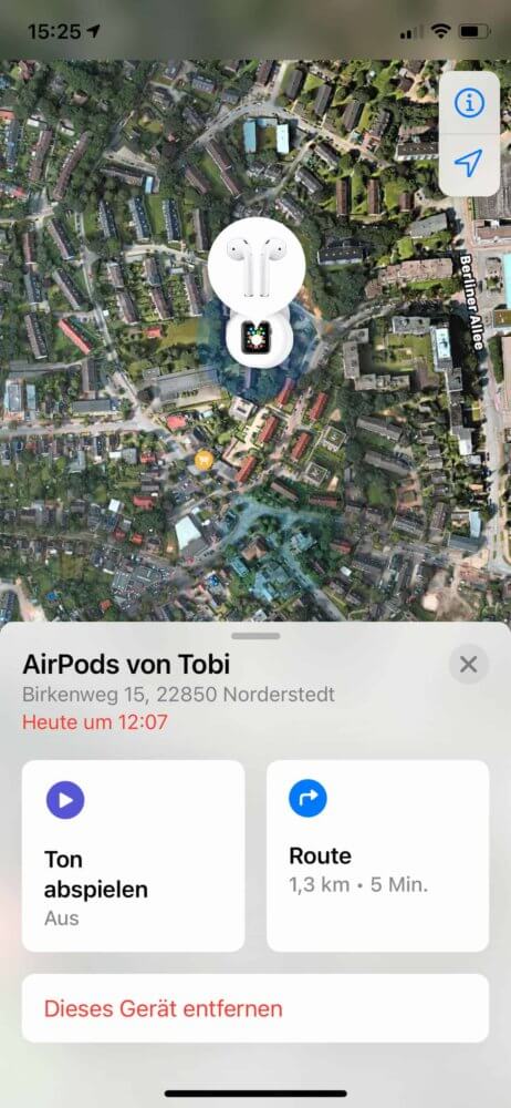AirPods auf Karte anzeigen