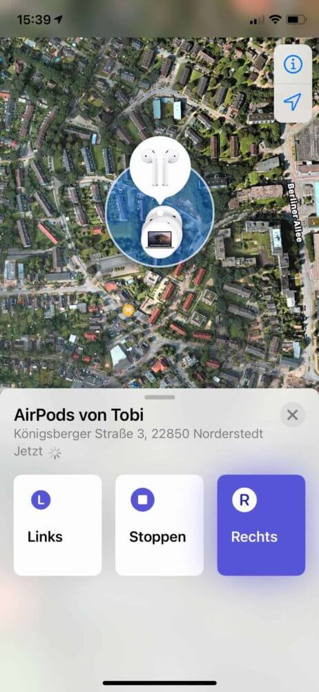 Einen AirPod verloren und orten