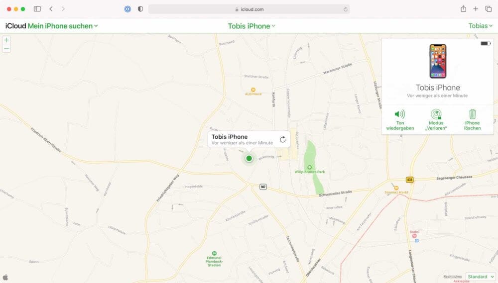 Find My iPhone über Wo ist App nutzen