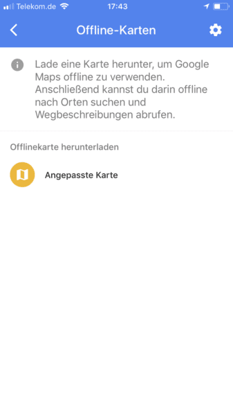 Offline Maps: Angepasste Karte