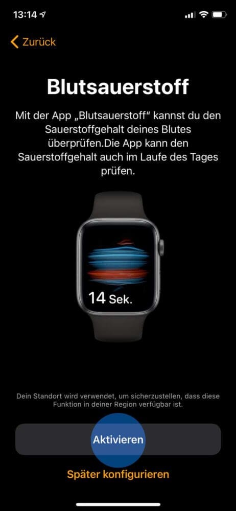 Blutsauerstoffmessung aktivieren