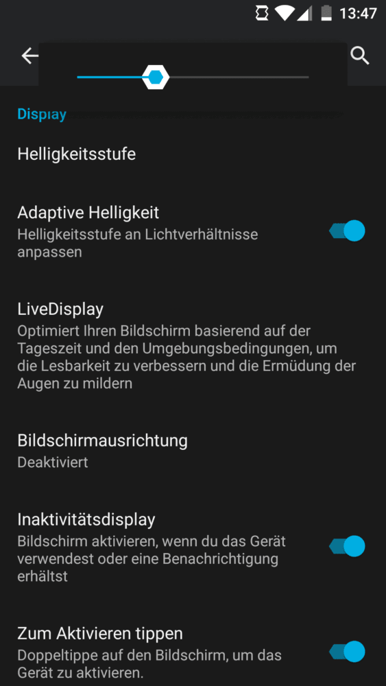 Displayhelligkeit ändern
