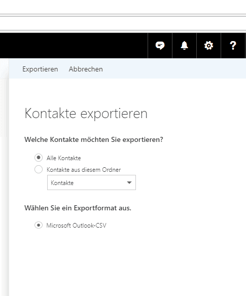 Windows Phone Kontakte auf Android - Outlook Web Kontakte exportieren Einstellungen
