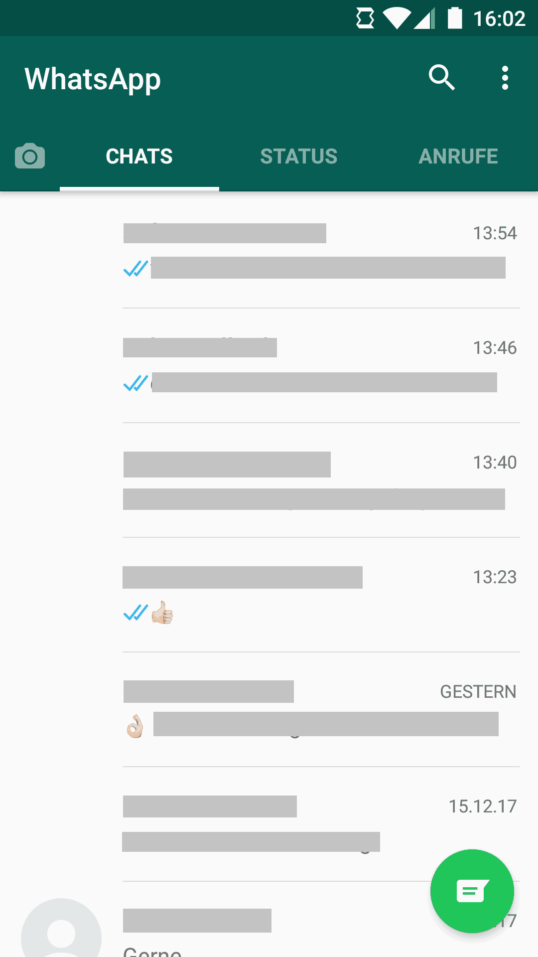 WhatsApp Chat starten über die Chatübersicht