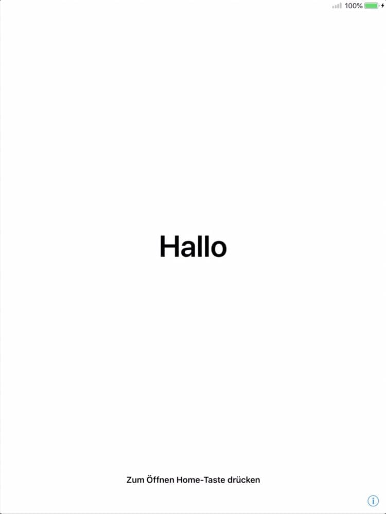 iPad begrüßt dich mit einem Hallo