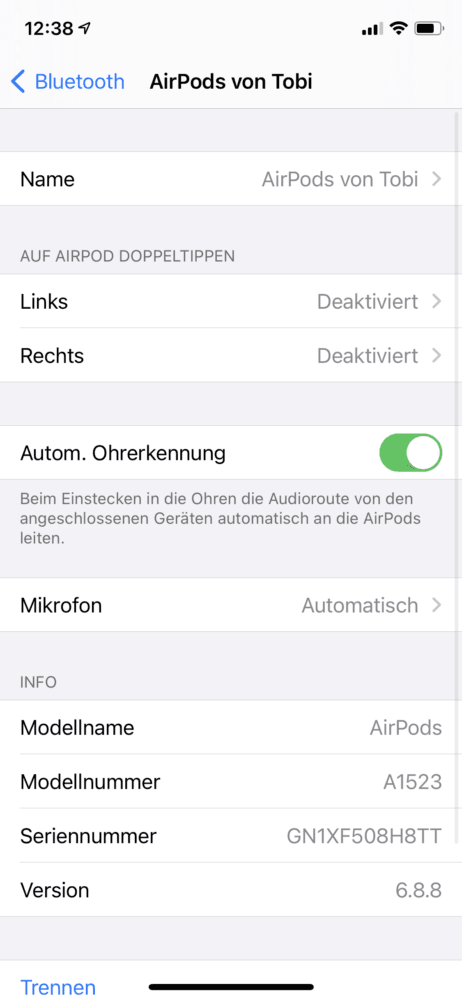 AirPods Mikrofon Einstellungen
