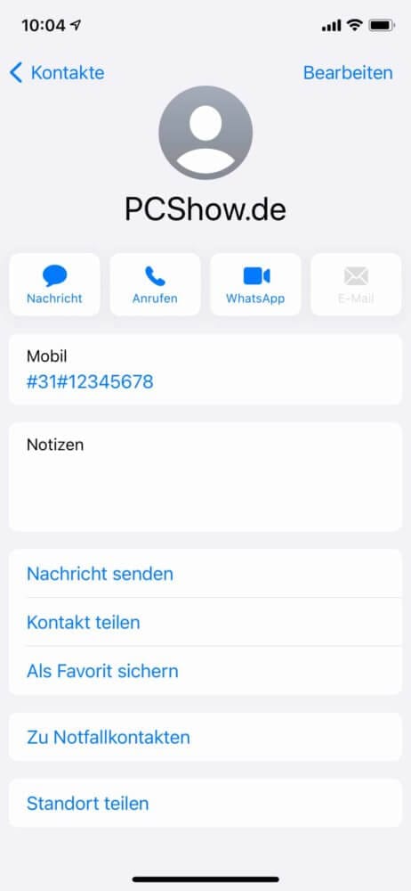 Kontakte mit GSM-Code speichern