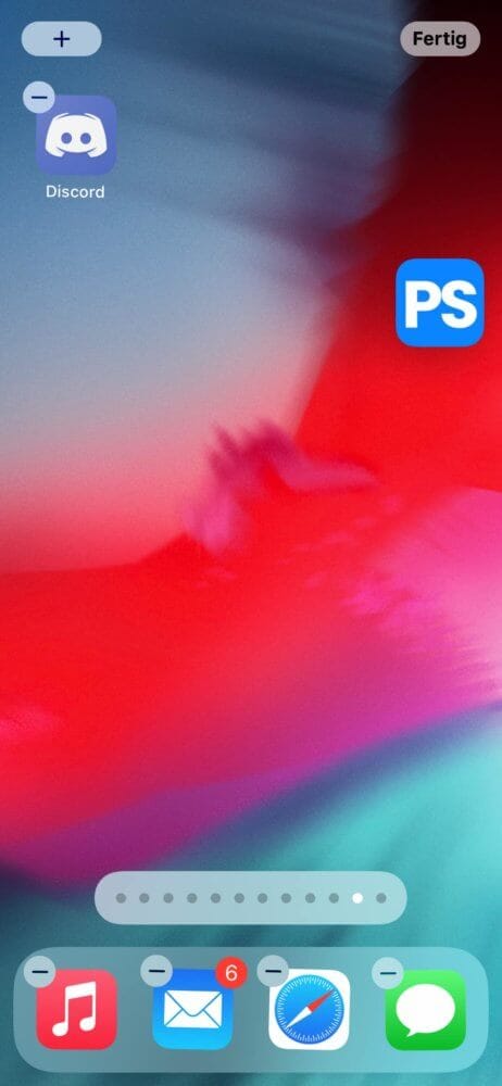 Apps auf nächsten Bildschirm schieben