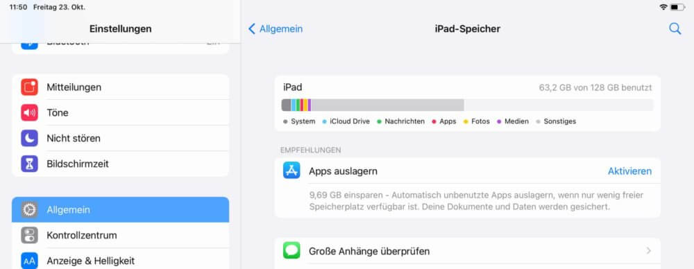 Apps auslagern wenn iPad Speicher voll