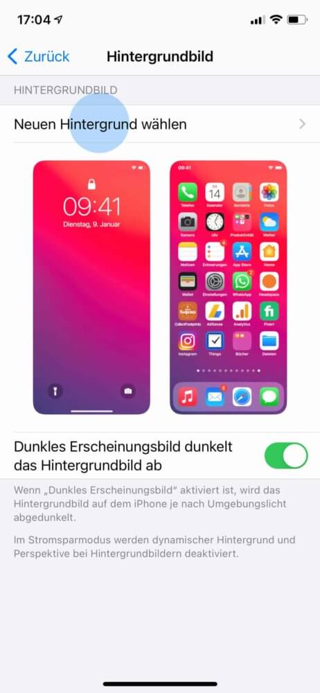 Wähle Hintergrundbild auswählen