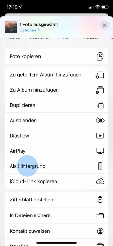 Als Hintergrund festlegen wählen
