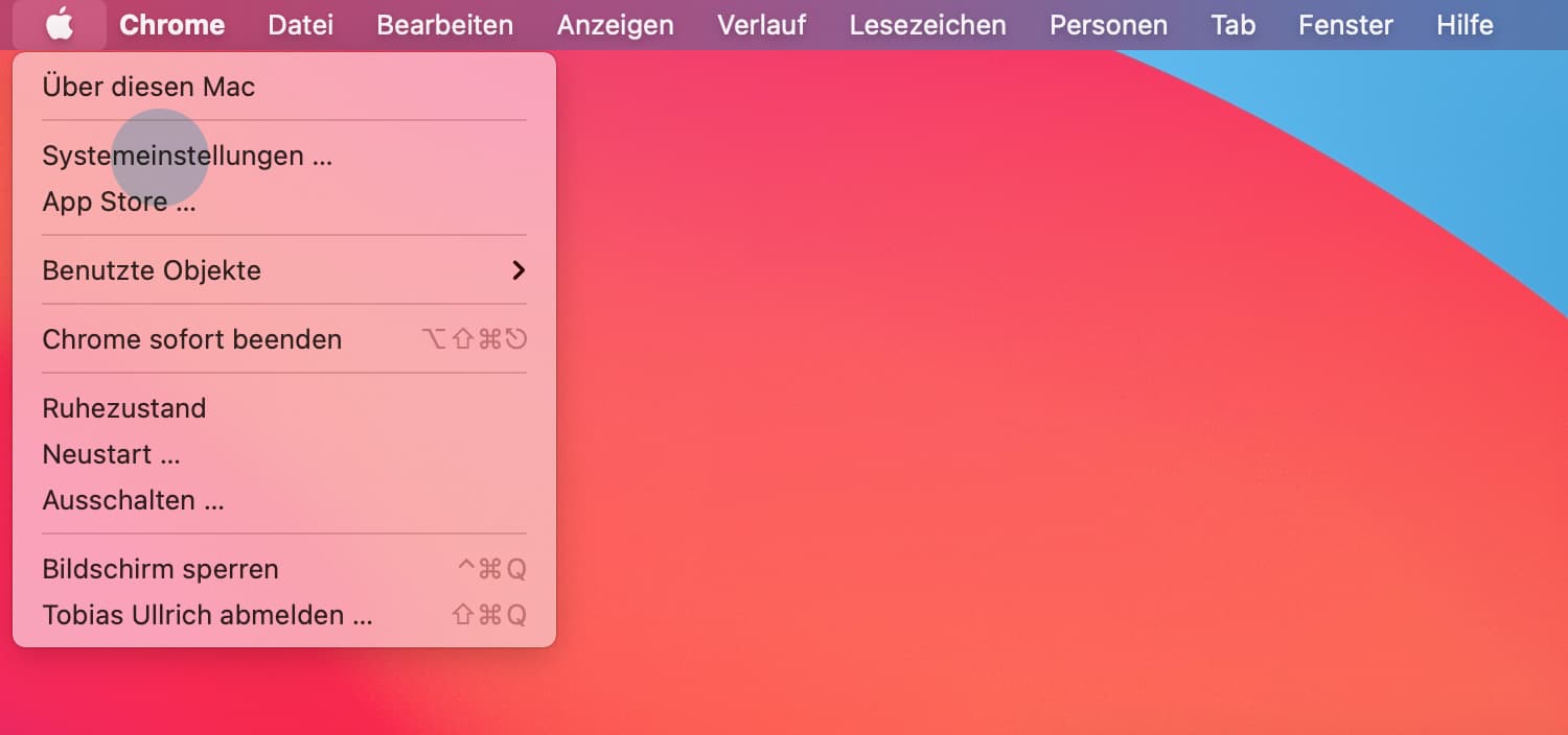 Systemeinstellungen öffnen