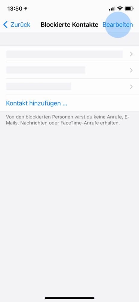 Blockierte Nummern anzeigen