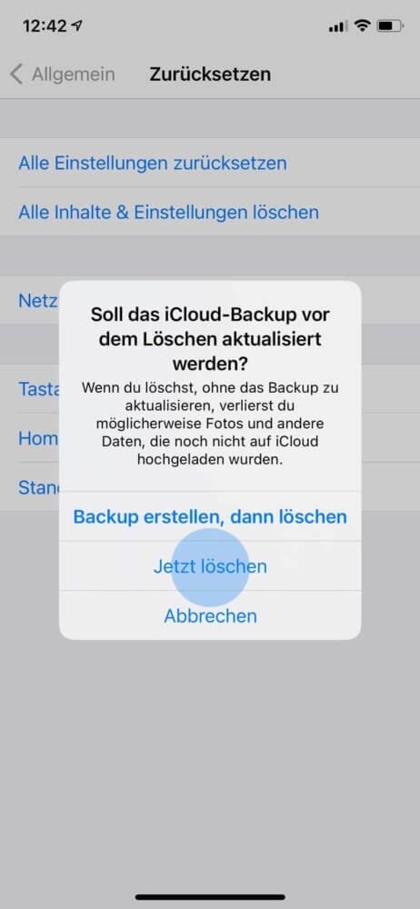 Alle Daten endgültig löschen