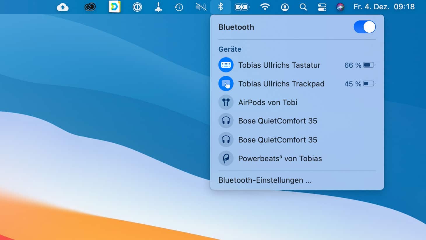 Bluetooth öffnen um AirPods mit MacBook zu verbinden