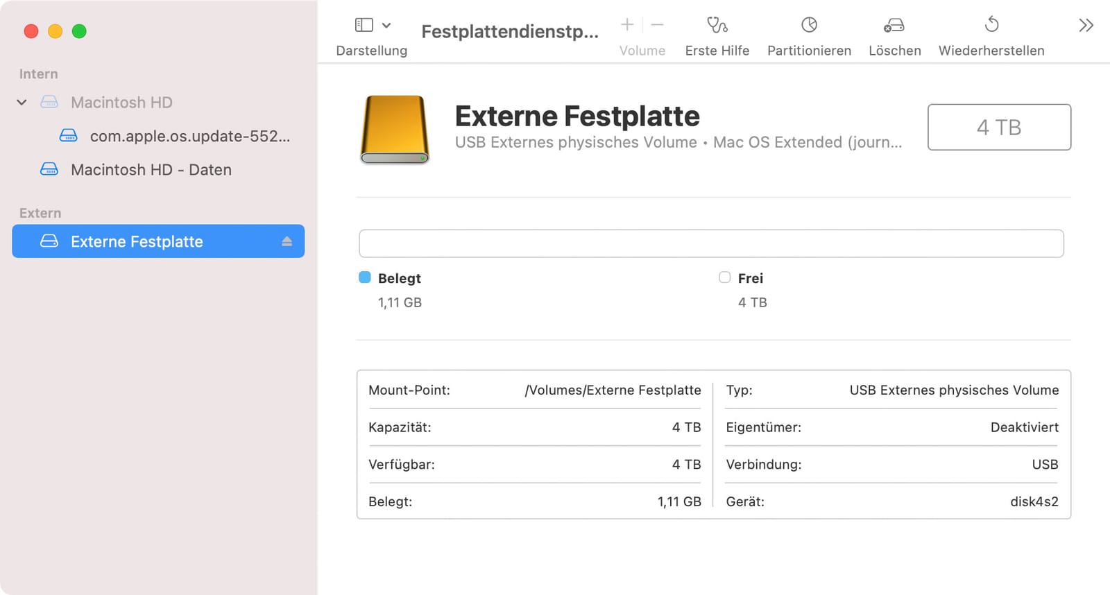 Festplattendienstprogramm öffnen