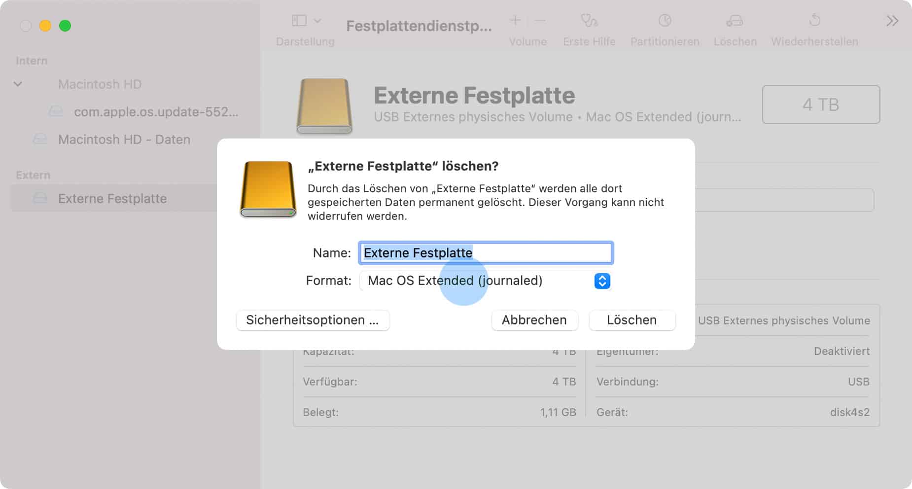 macbook externe festplatte formatieren