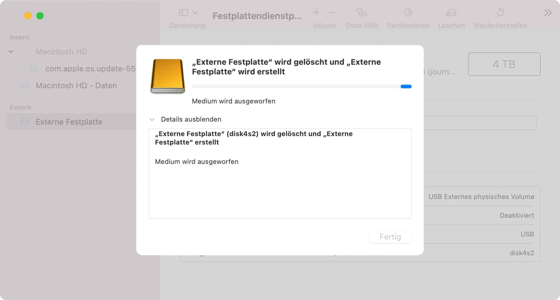 MacBook externe Festplatte löschen