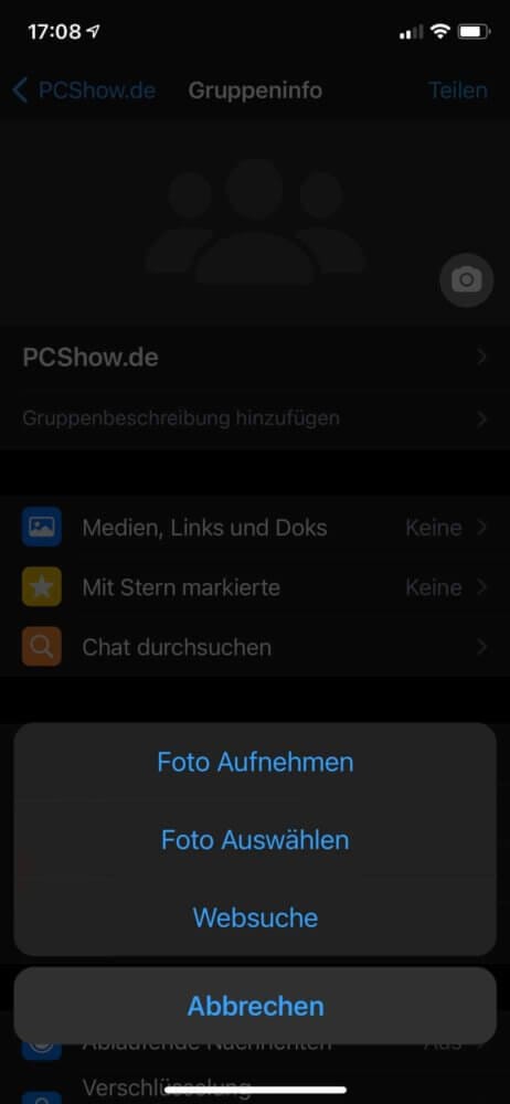 Quelle für neues Gruppenbild wählen