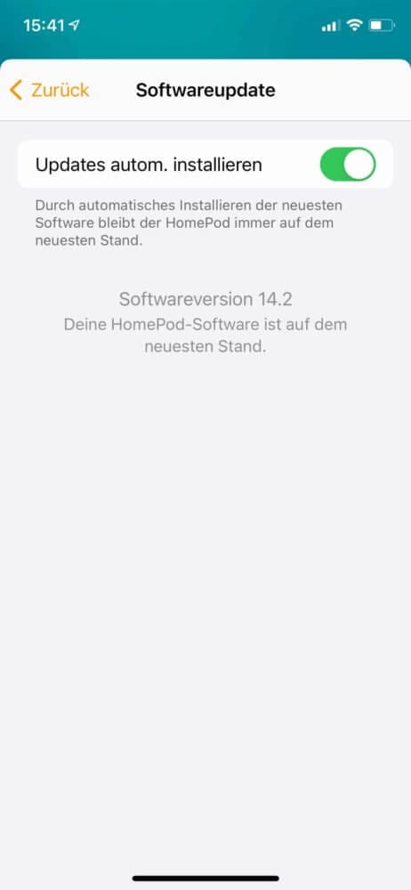 Automatische Updates beim HomePod einrichten aktivieren