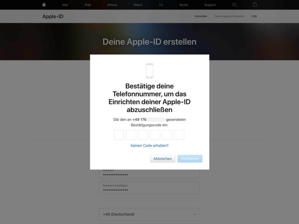 Telefonnummer bestätigen
