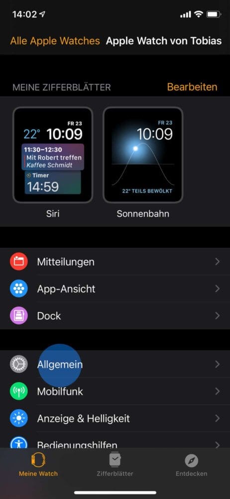 Apple Watch Nachtmodus aktivieren