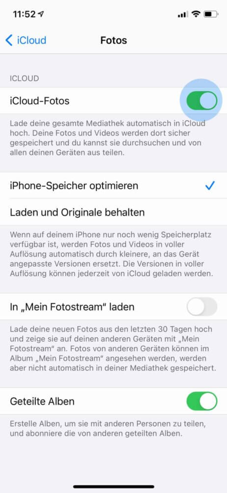 Fotos vom iPhone auf iPad übertragen über iCloud