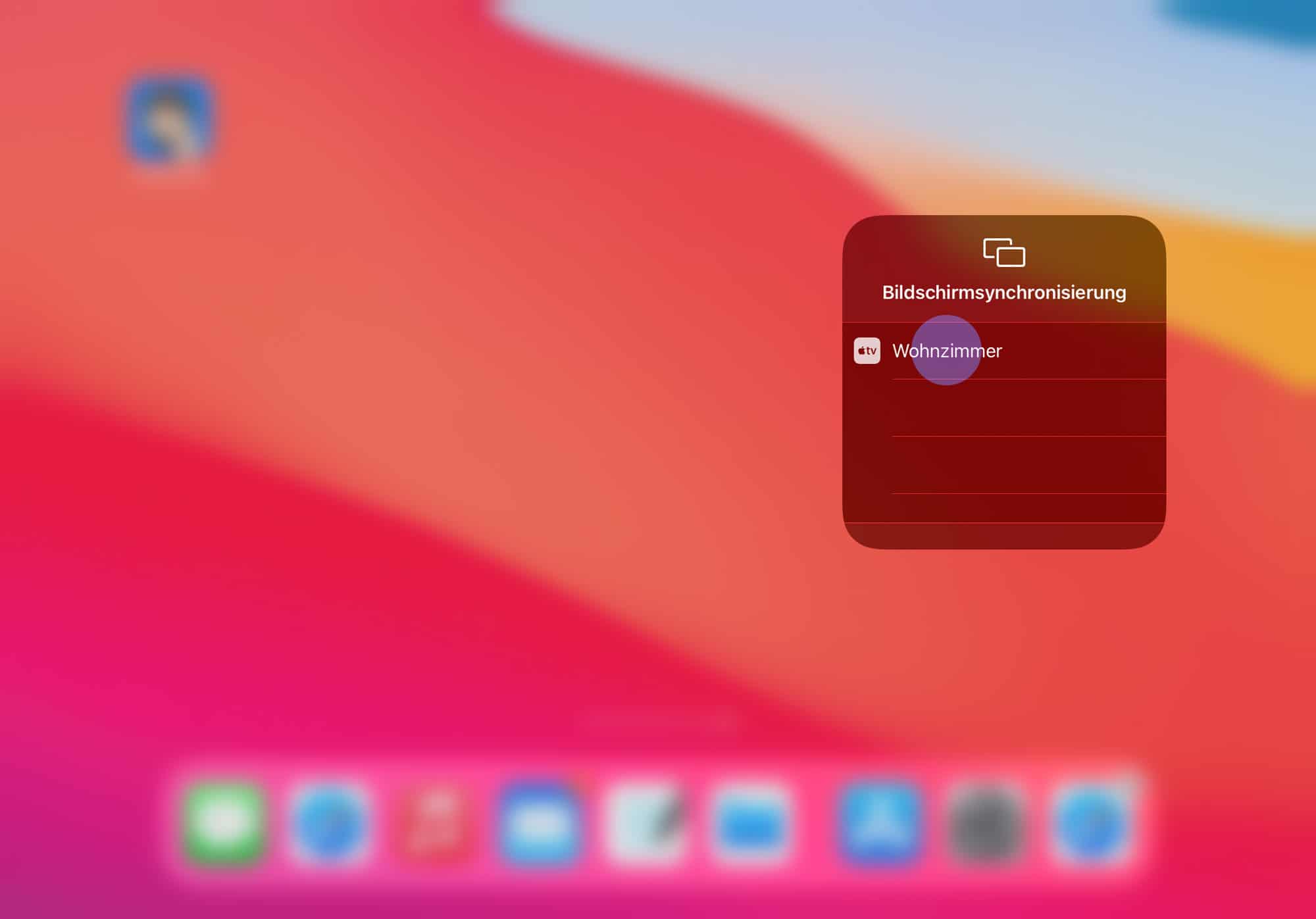 Gerät auswählen um iPad Bildschirm zu teilen