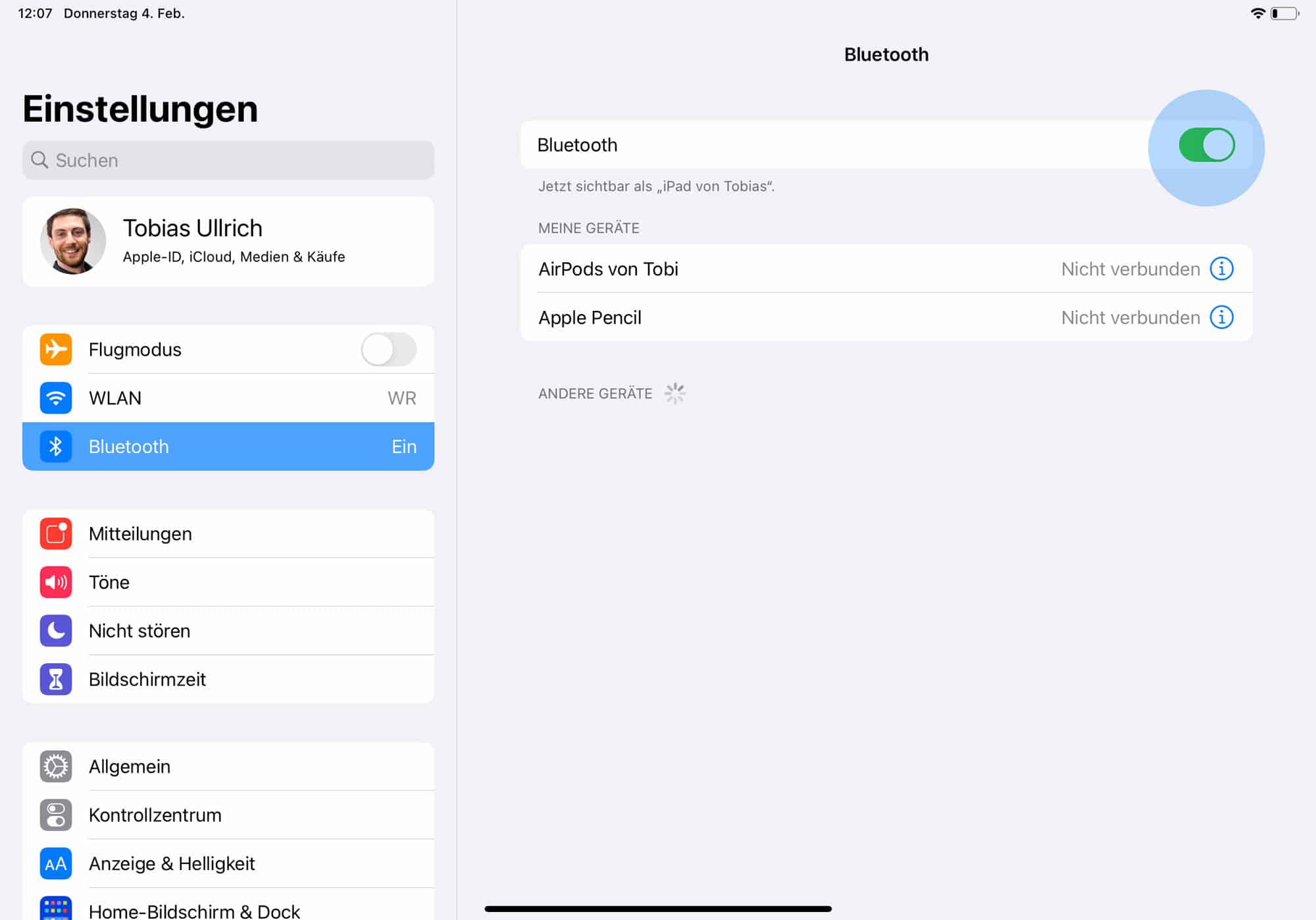 Bluetooth am iPad aktivieren