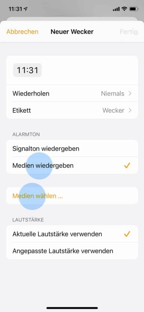 Radio als Medium auswählen