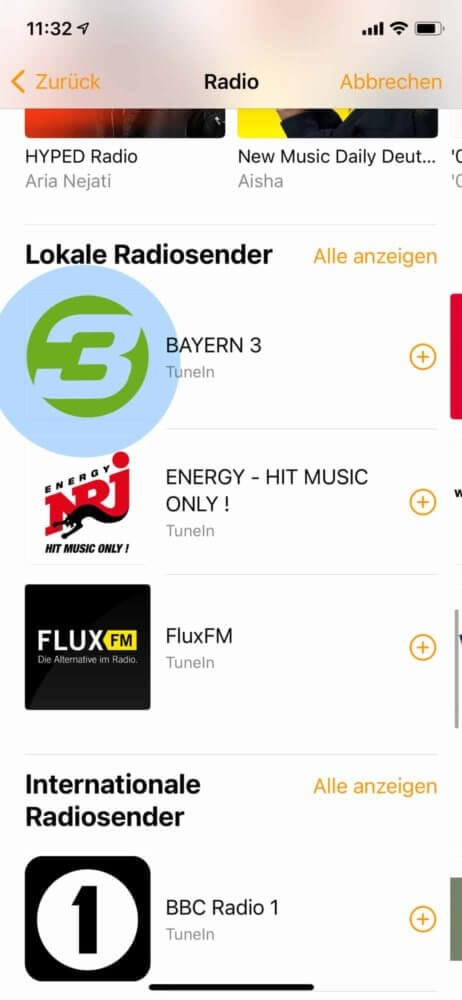 Radiosender auswählen