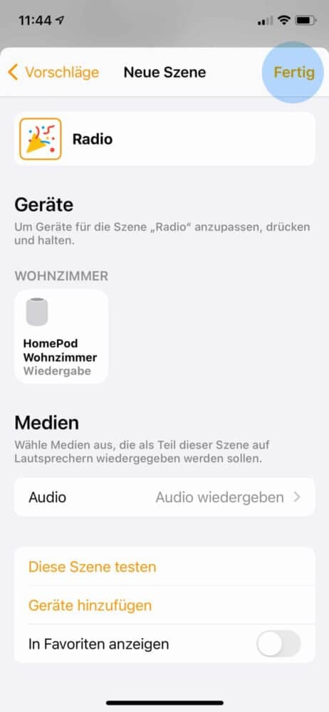HomePod Radio hören per Szene