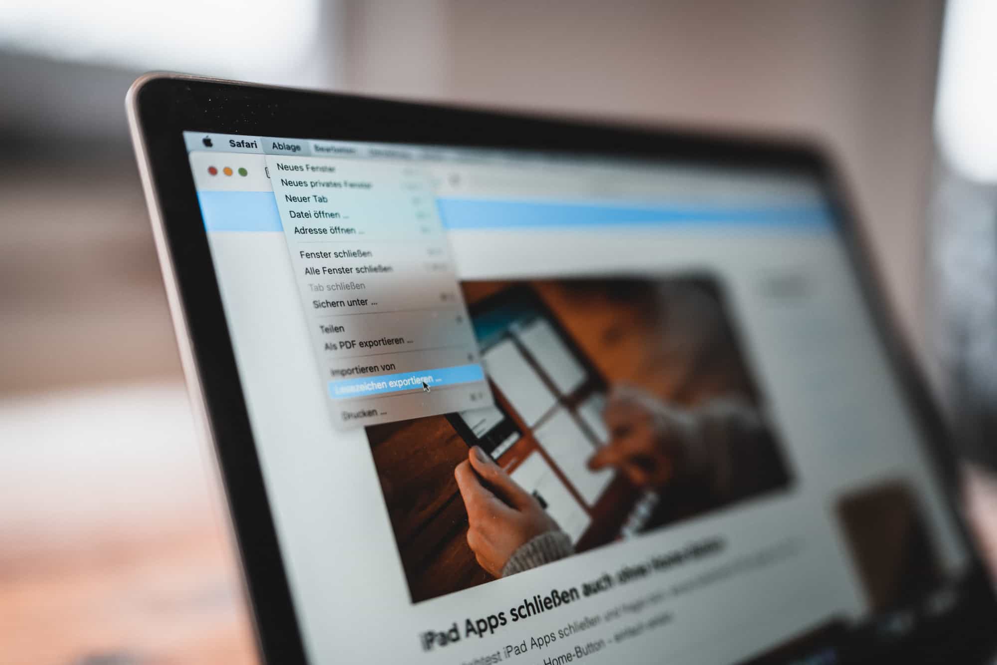 Safari Lesezeichen exportieren und importieren