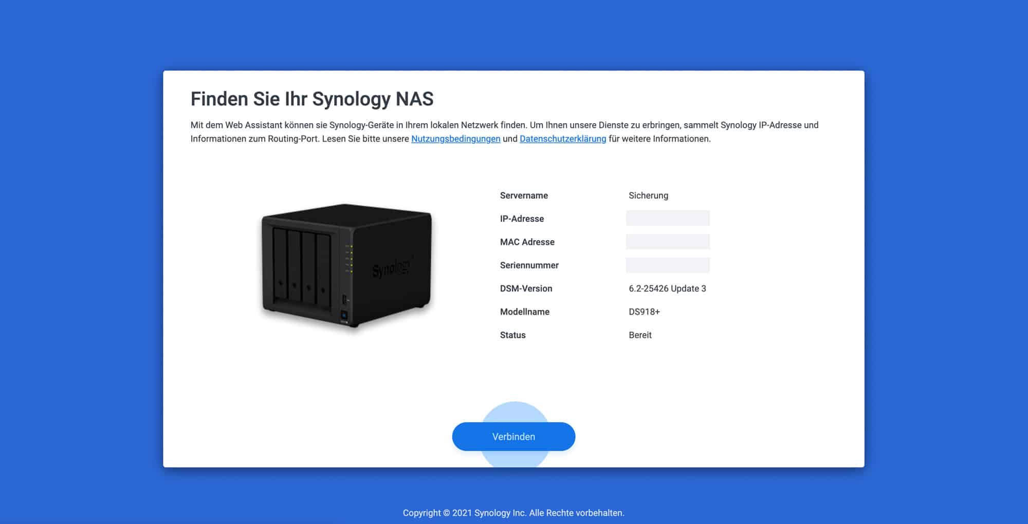 Bei Synology anmelden